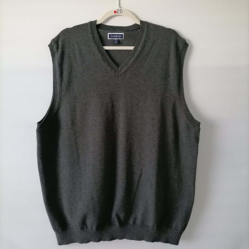 Club Room Mens Charcoal Gray Sleeveless V-Neck Pullover Sweater Vest Size Xl
